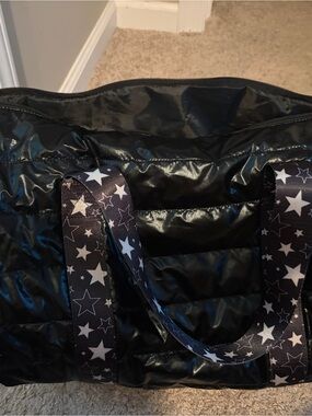 Top Trenz mini Black Quilted duffle Bag with Star Strap